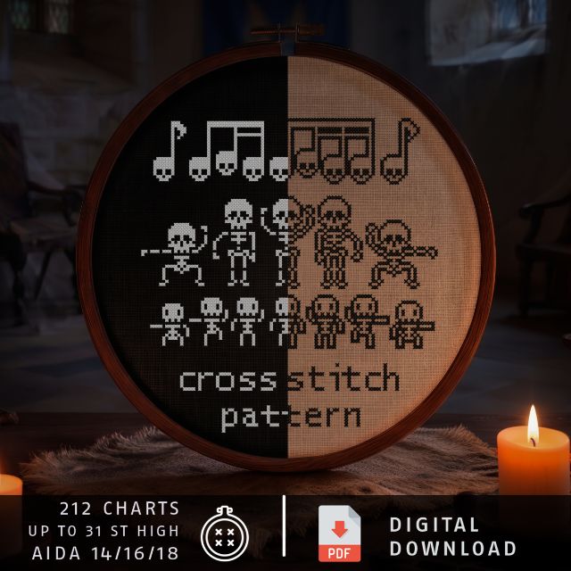 Danse Macabre: cross stitch pattern, PDF